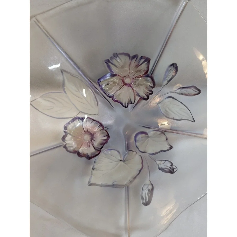 Vintage Mikasa Crystal Calypso Fruit Bowl Frosted Floral Walther Glas Germany
